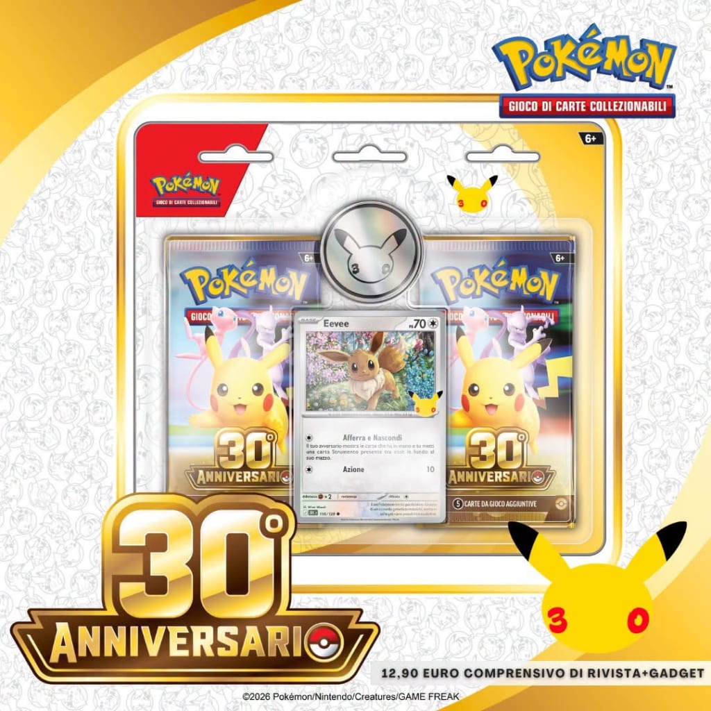 Pokémon TCG: Blister 30° Anniversario con Eevee Promo e Buste