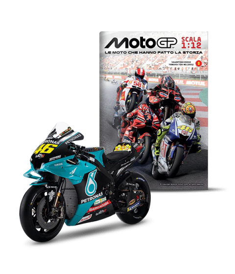 Modellino MotoGP Valentino Rossi Yamaha YZR-M1 Petronas SRT 2021 Scala 1:12