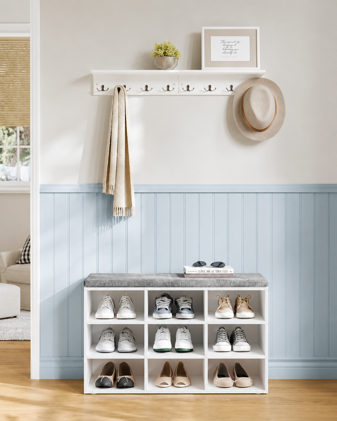 Banc à Chaussures 9 Paires Blanc