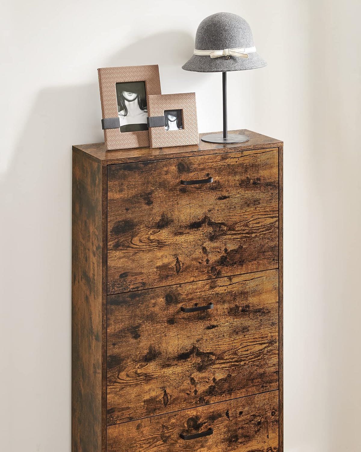 Meuble à Chaussures 3 Portes Rustique - détail de l'abattant