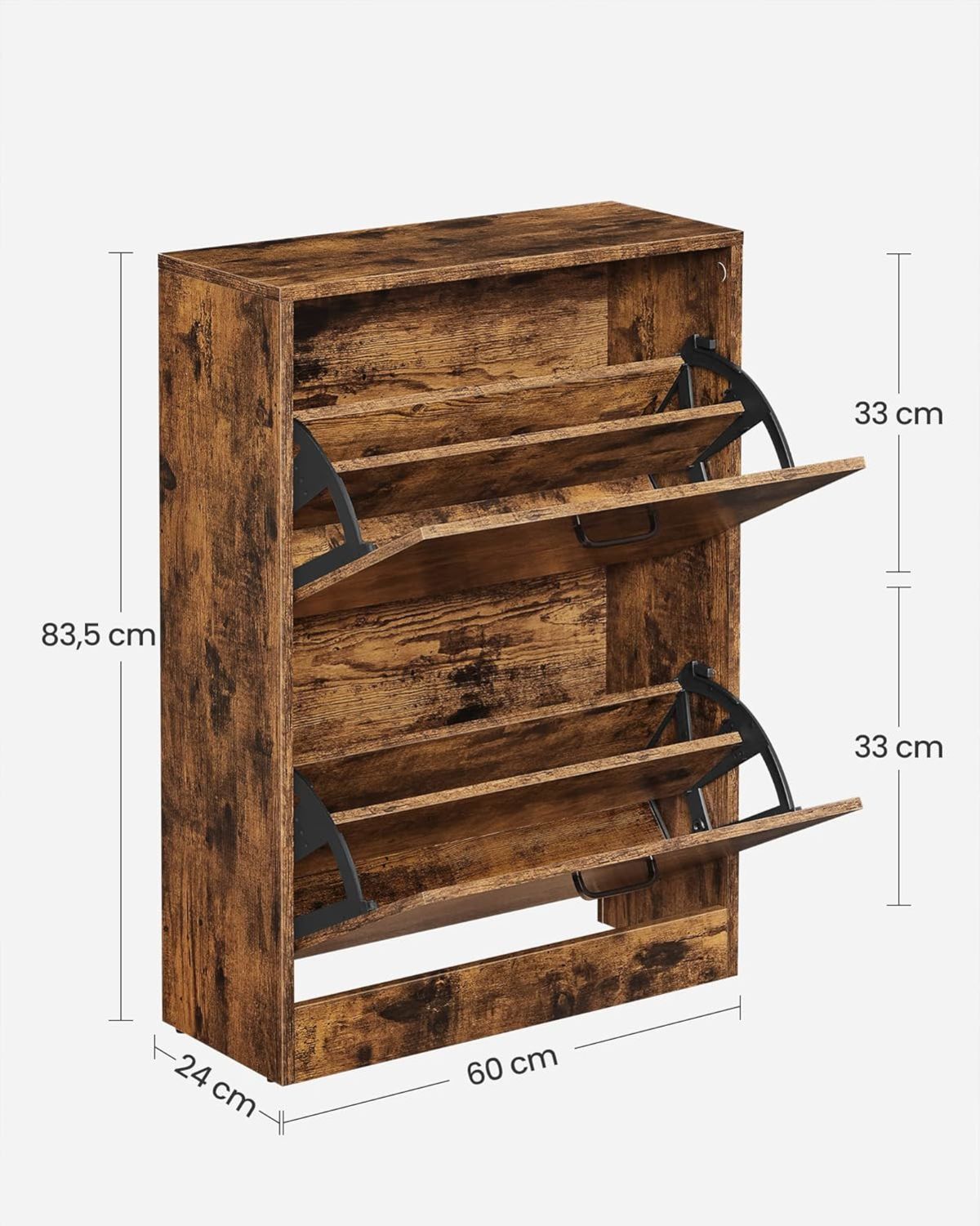 Meuble à Chaussures 2 Portes Rustique - dimensions
