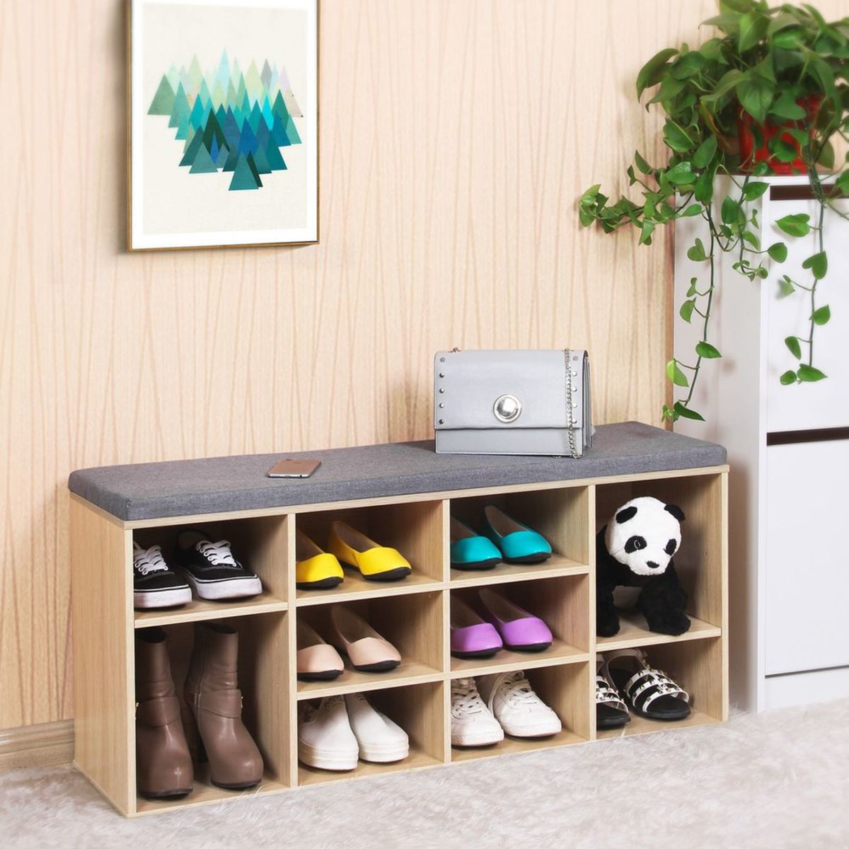 Banc à Chaussures 10 Paires Beige