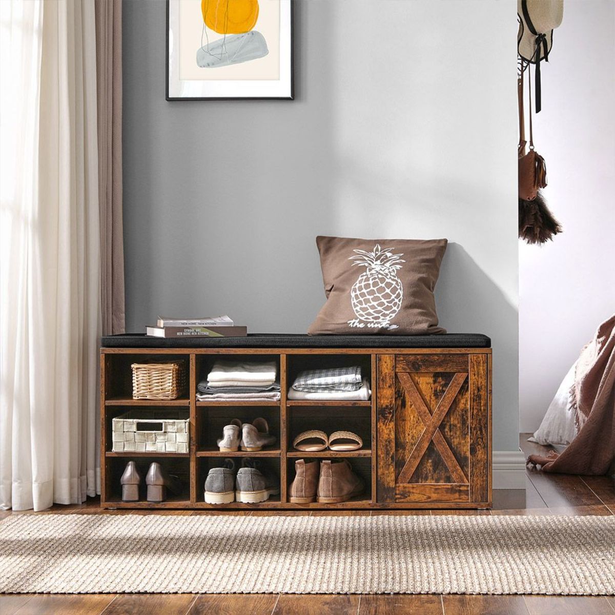 Banc à Chaussures 110 cm Rustique