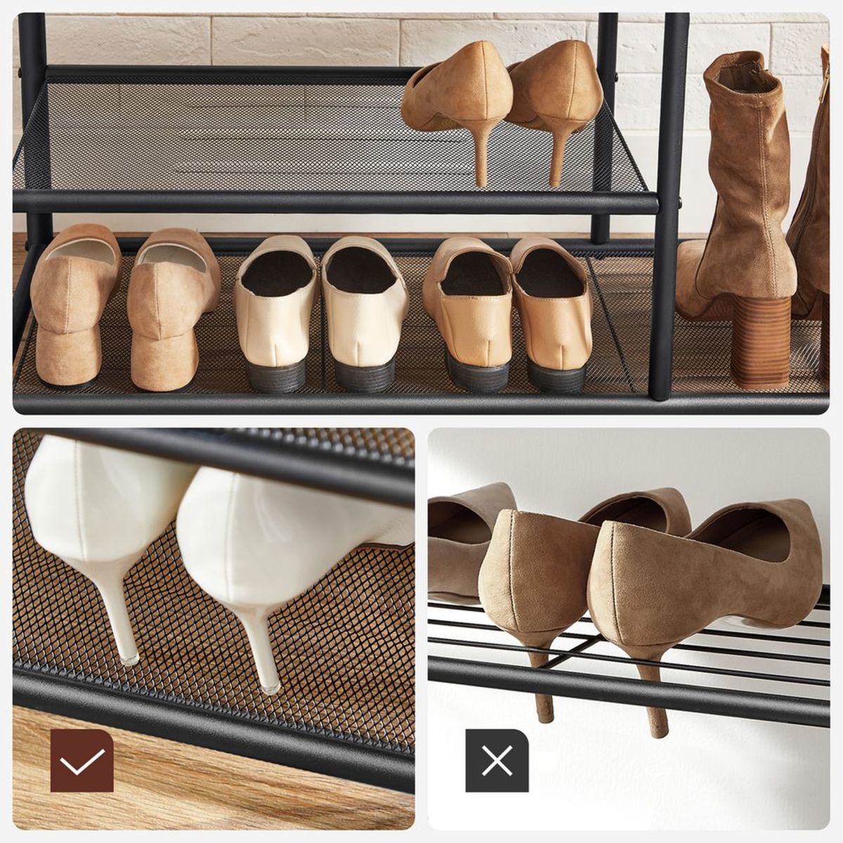 Porte-Manteaux à Chaussures Industriel Rustique détail de l'étagère