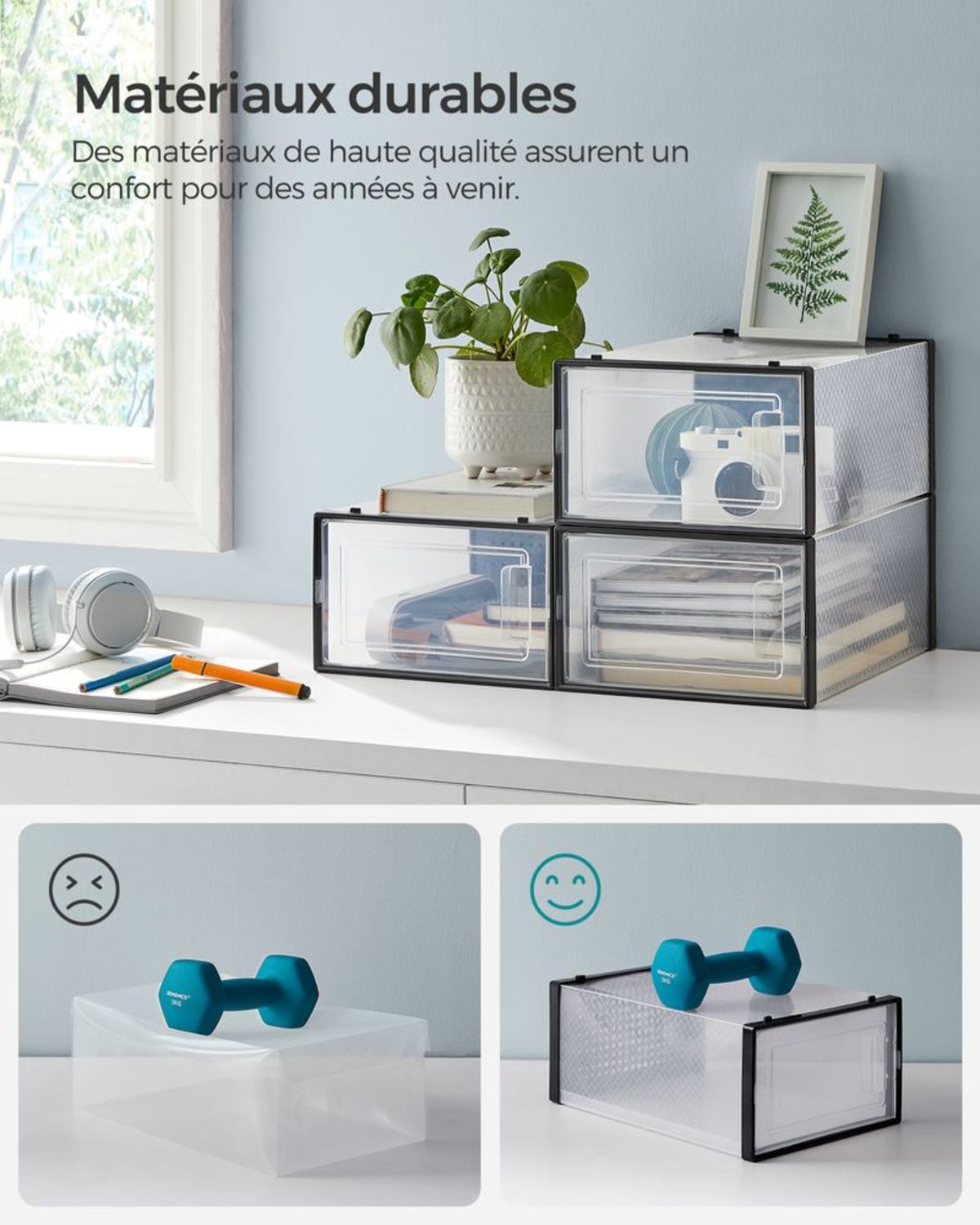Boîtes à Chaussures Transparentes Empilables Noir