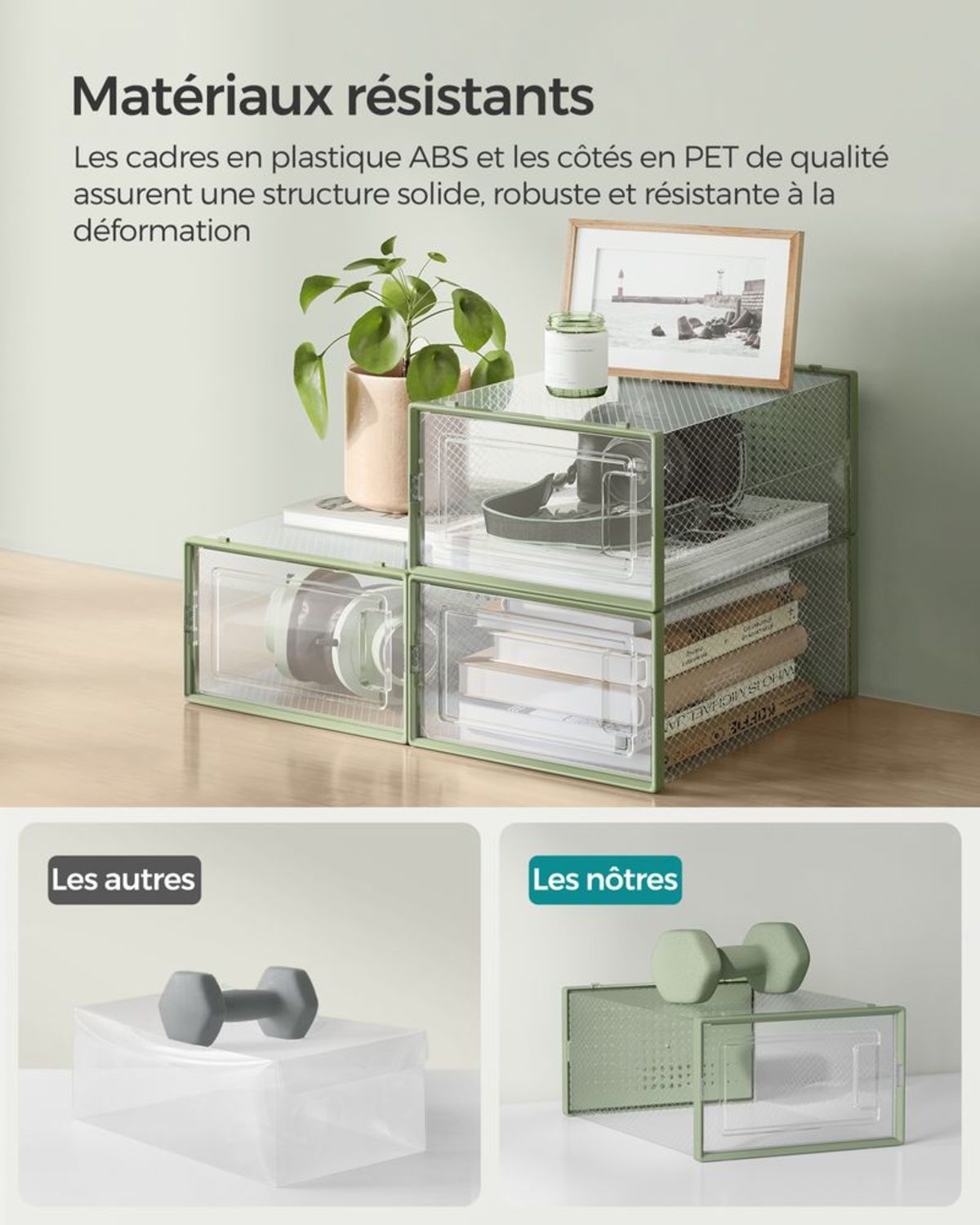 Boîtes à Chaussures Transparentes Empilables Vert