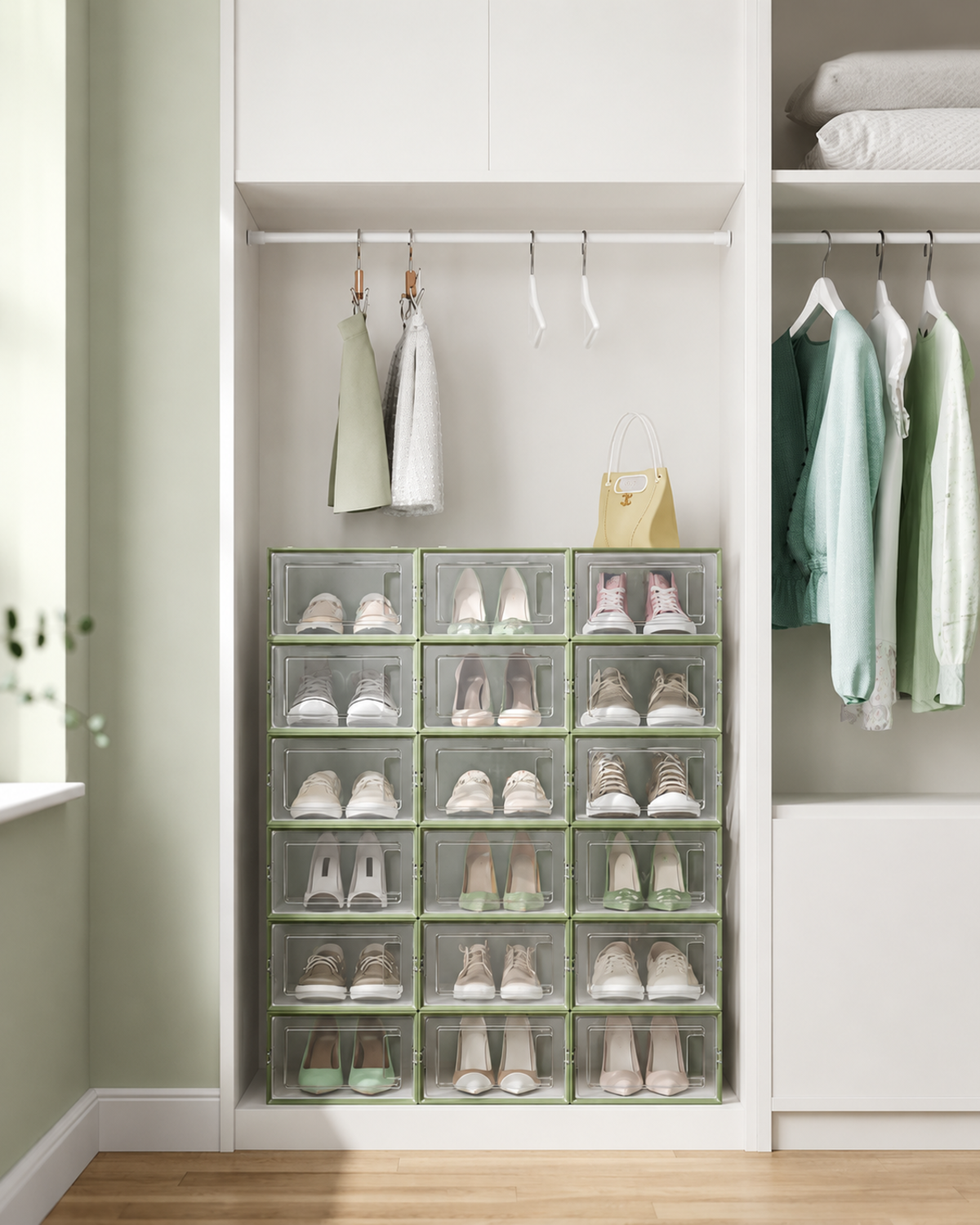 Boîtes à Chaussures Transparentes Empilables Vert