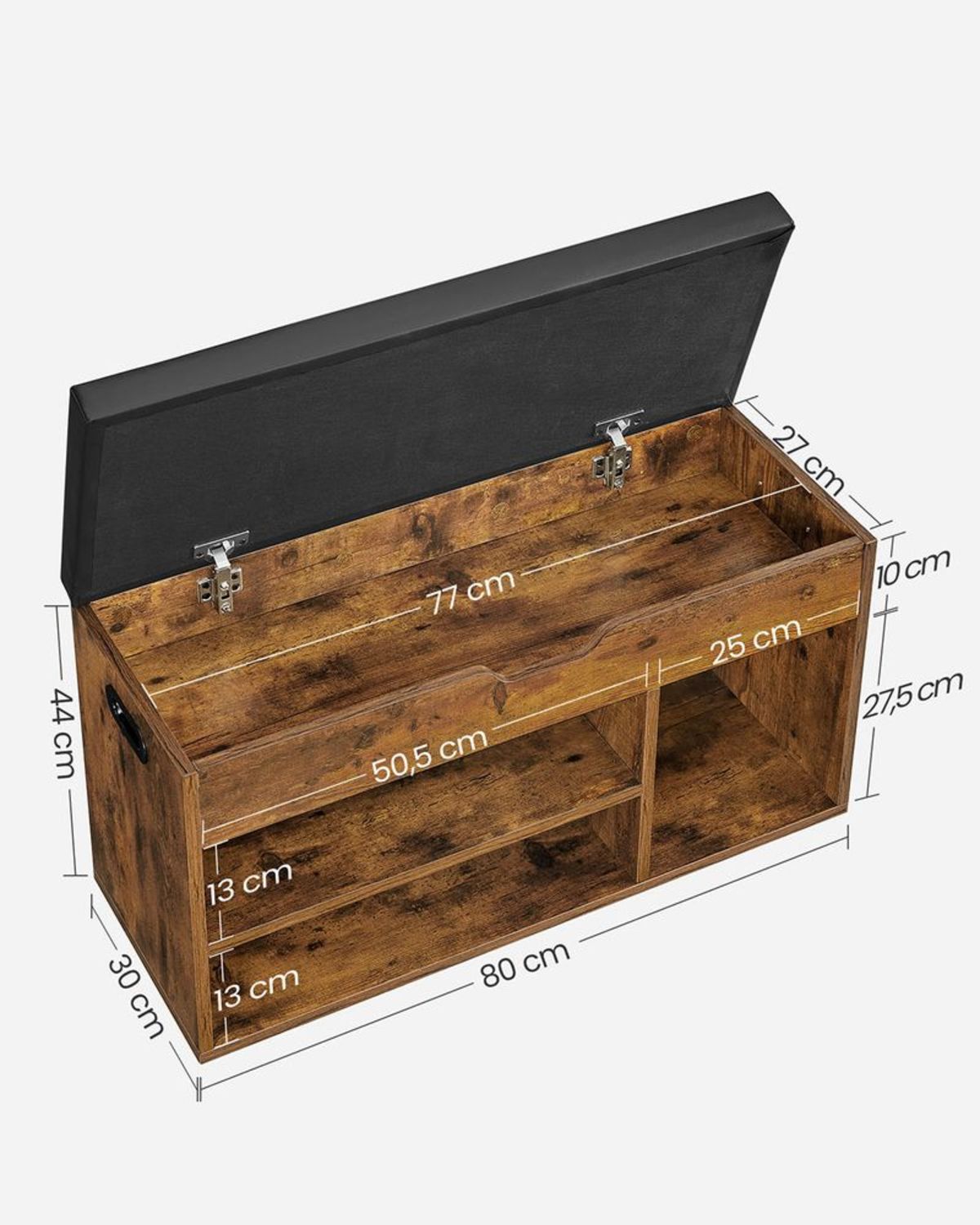 Banc à Chaussures Rembourré Rustique 80 cm