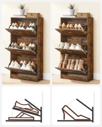 Meuble à Chaussures 3 Portes Rustique - détail de la capacité