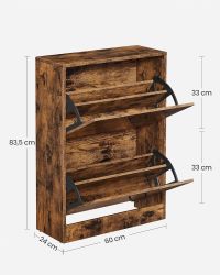 Meuble à Chaussures 2 Portes Rustique - dimensions