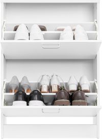 Meuble à Chaussures 2 Portes Blanc - intérieur compartiment
