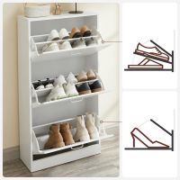 Meuble à Chaussures 3 Portes Blanc - détail finition blanc