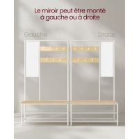 Porte-Manteaux à Chaussures Miroir Blanc capacité de rangement