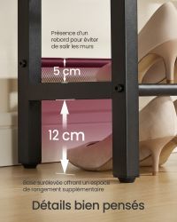 Banc à Chaussures 2 Étagères Industriel Rustique
