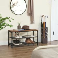 Banc à Chaussures Industriel Bois & Métal Rustique