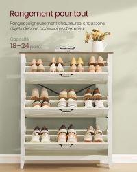 Meuble à Chaussures Basculant Style Campagne Blanc
