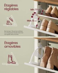 Meuble à Chaussures Basculant Style Campagne Blanc

