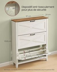Meuble à Chaussures Basculant Style Campagne Blanc
