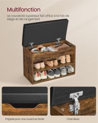 Banc à Chaussures Entrée Coffre Rustique