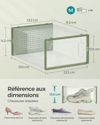 Boîtes à Chaussures Transparentes Empilables Vert