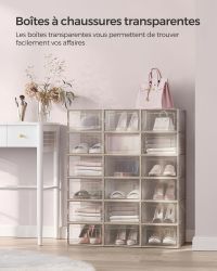 Boîtes à Chaussures Transparentes Empilables Beige
