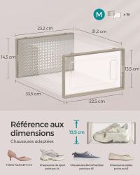 Boîtes à Chaussures Transparentes Empilables Beige