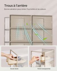 Boîtes à Chaussures Transparentes Empilables Beige