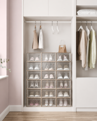 Boîtes à Chaussures Transparentes Empilables Beige