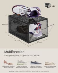 Boîtes à Chaussures Transparentes Magnétiques Noir