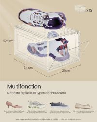 Boîtes à Chaussures Transparentes Magnétiques Lot 12