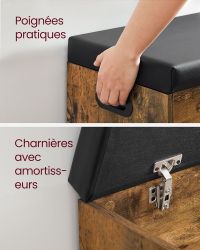 Banc à Chaussures Rembourré Rustique 80 cm