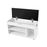 Banc à Chaussures Rembourré Blanc 80 cm
