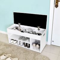 Banc à Chaussures Rembourré Blanc 80 cm