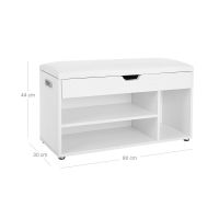 Banc à Chaussures Rembourré Blanc 80 cm
