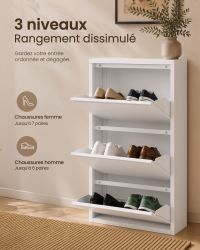 Meuble à Chaussures Extra Plat 15 cm Blanc
