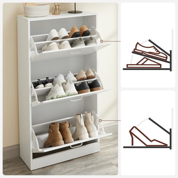 Meuble à Chaussures 3 Portes Blanc