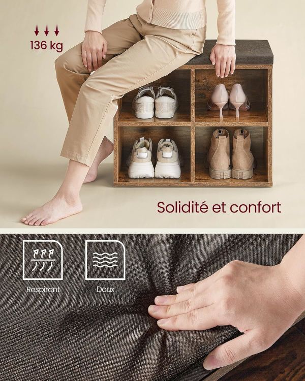 Banc à Chaussures 4 Paires Rustique
