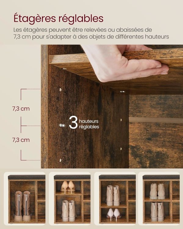 Banc à Chaussures 4 Paires Rustique