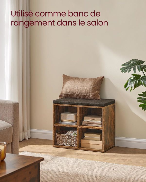 Banc à Chaussures 4 Paires Rustique