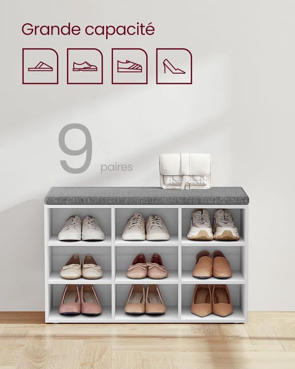 Banc à Chaussures 9 Paires Blanc