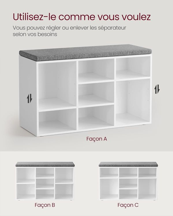 Banc à Chaussures 9 Paires Blanc