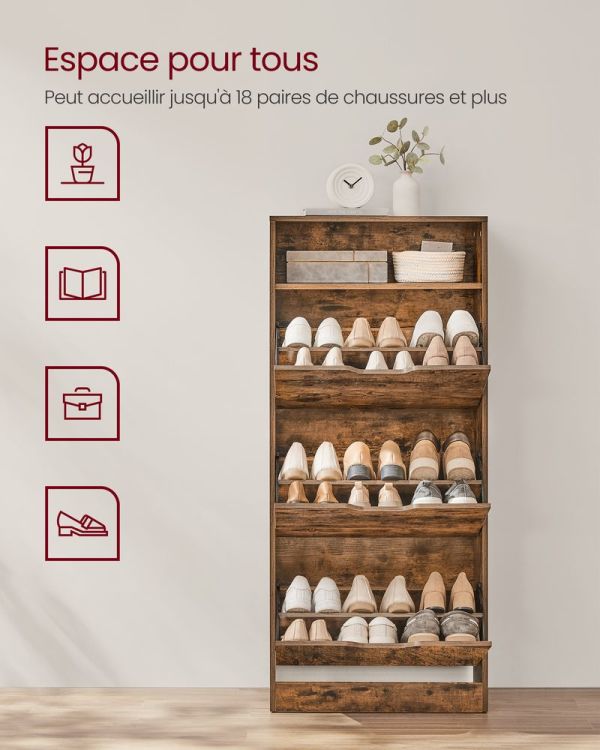 Meuble à Chaussures Entrée 130cm Rustique