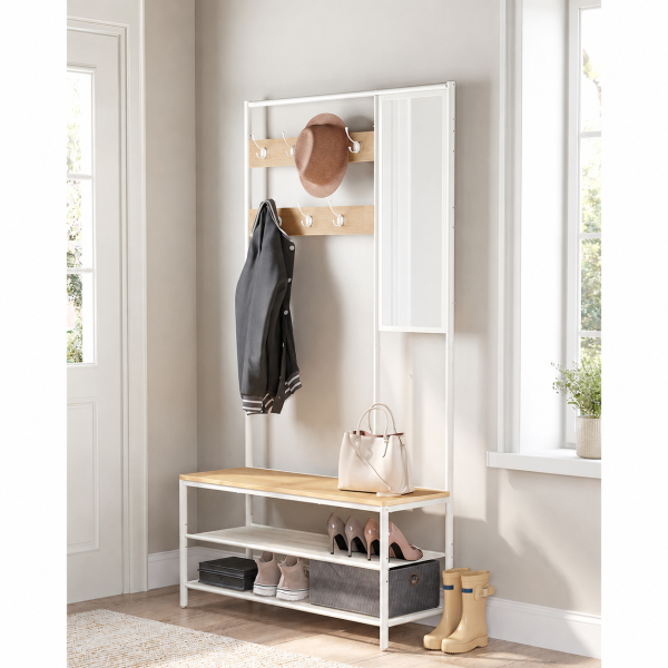Porte-Manteaux à Chaussures Miroir Blanc