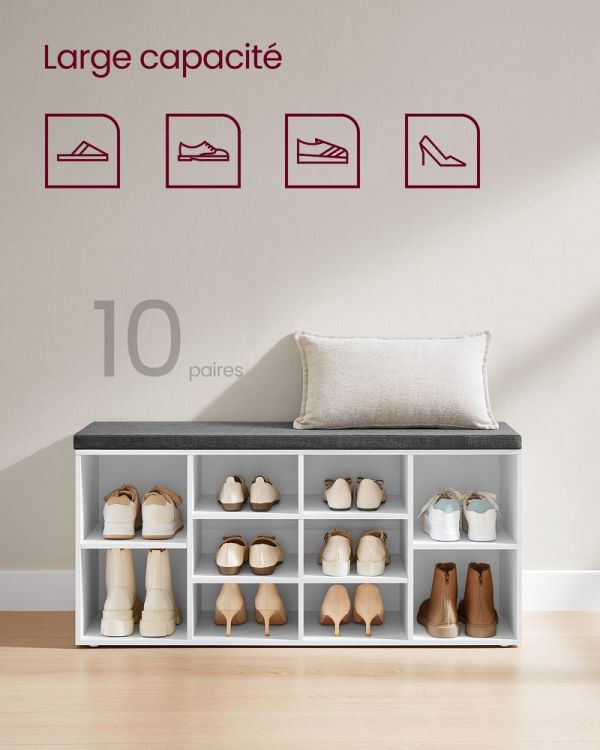 Banc Chaussures 10 Paires Blanc