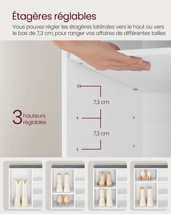 Banc Chaussures 10 Paires Blanc