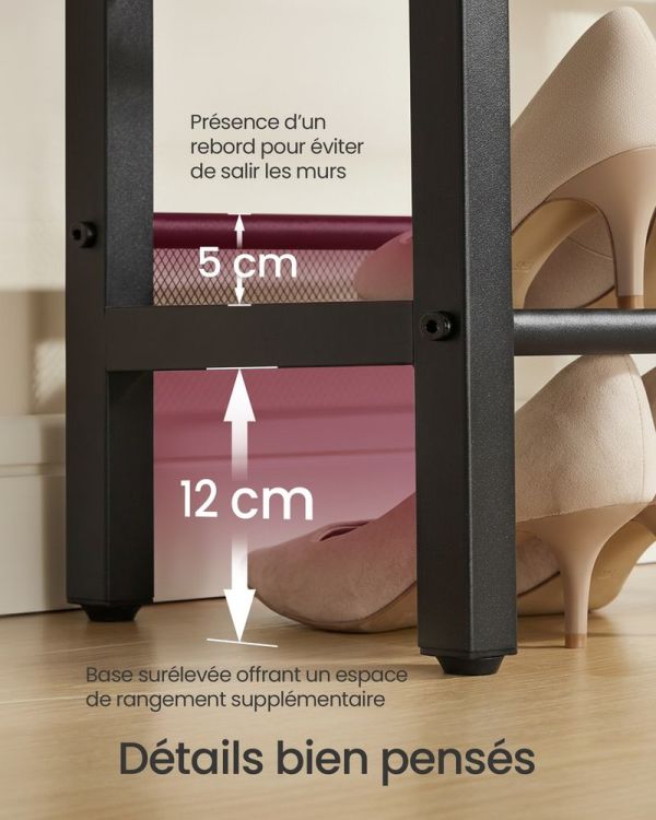 Banc à Chaussures 2 Étagères Industriel Rustique