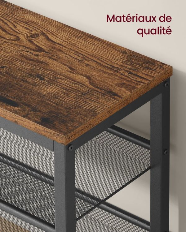 Banc à Chaussures 2 Étagères Industriel Rustique