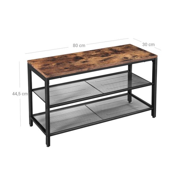 Banc à Chaussures Industriel Bois & Métal Rustique