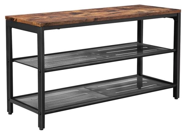 Banc à Chaussures Industriel Bois & Métal Rustique