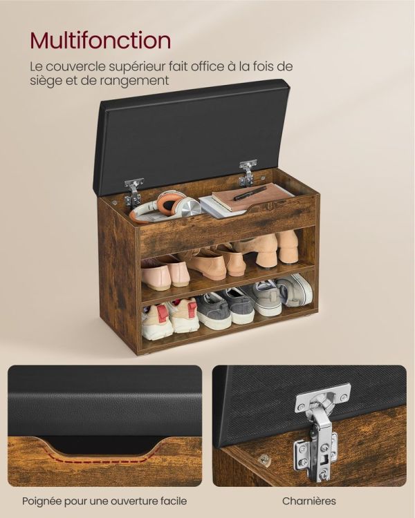 Banc à Chaussures Entrée Coffre Rustique